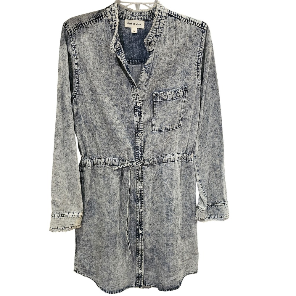 Cloth & Stone Acid Wash Denim Dress Womens Medium Button Down